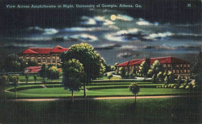 Postcard Amphitheatre at Night University of Georgia