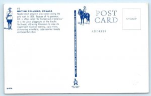 Greetings From British Columbia illustrated map CANADA Postcard