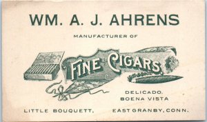 1800s Wm. A. J. Ahrens Fine Cigars East Granby CT Connecticut Business Card Ad