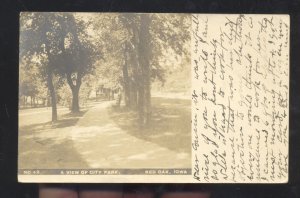 RPPC RED OAK IOWA VIEW IN CITY PARK WAVERLY ILLINOIS REAL PHOTO POSTCARD