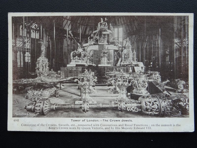 Royalty THE CROWN JEWELS Tower of London c1909 Postcard by Gale & Polden Ltd