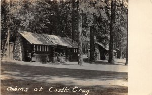 F38/ Castle Crag California Postcard RPPC 1923 Cabins at Castle Crag