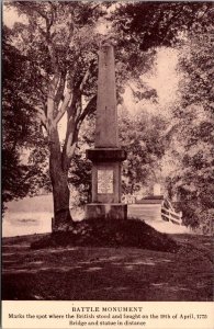 Concord Massachusetts Ma Postcard Rev War - Battle Monument