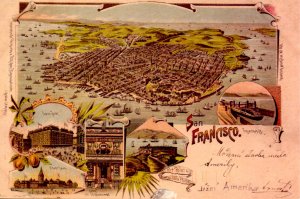 CA - San Francisco. Early Artist's Rendition of the City (Repro)
