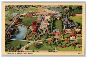 Reno Nevada Postcard University Nevada School Aerial View c1940 Vintage Antique