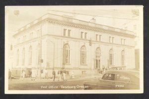 RPPC ROSEBURG OREGON US POST OFFICE DOWNTOWN OLD CARS REAL PHOTO POSTCARD