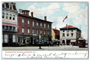1907 Washington Square Streetcar Newport Rhode Island RI Vintage Posted Postcard