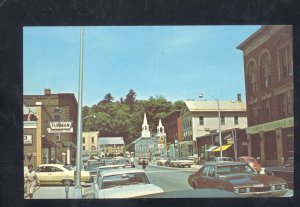 SPRINGFIELD VERMONT DOWNTOWN STREET SCENE OLD CARS STORES VINTAGE POSTCARD