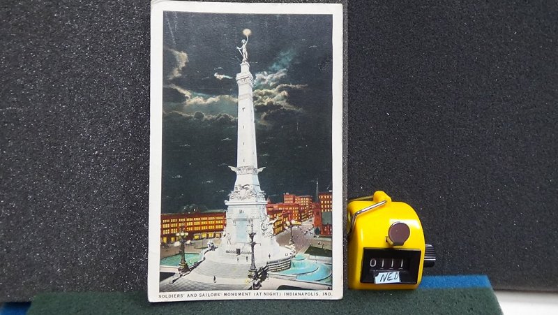 STD Vintage Soldiers and Sailors Monument Night View Indianapolis Indiana Posted