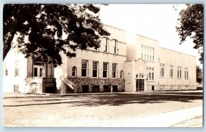 Mukwonago Wisconsin WI Postcard RPPC Photo High School Building 1941 Vintage