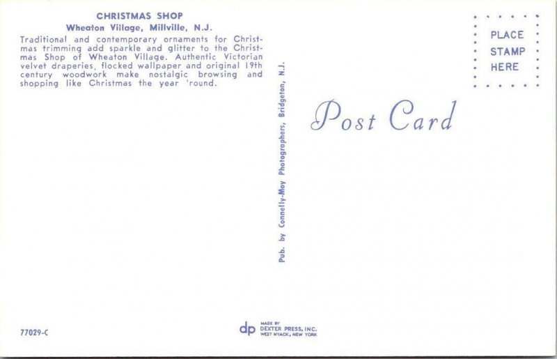 3~Postcards  Millville, NJ New Jersey  WHEATON VILLAGE  Christmas~Candy~Stores