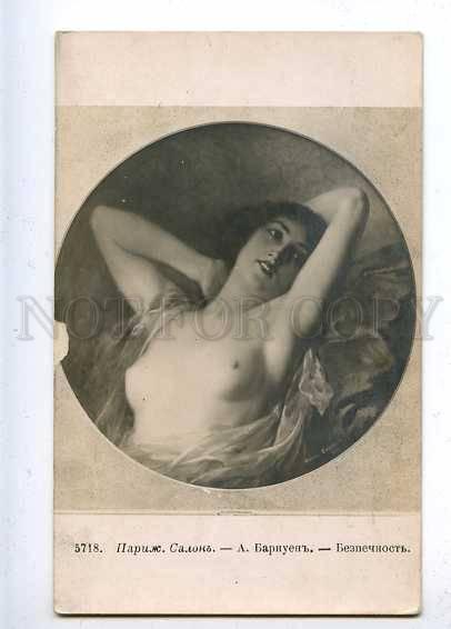 184913 Semi-NUDE Woman NYMPH by BARNOIN vintage SALON PC  