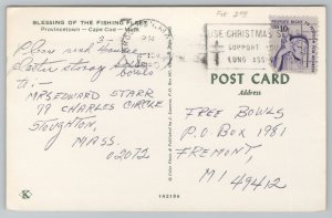 Ship~Blessings of Fishing Fleet Cape Cod MA~Vintage Postcard 