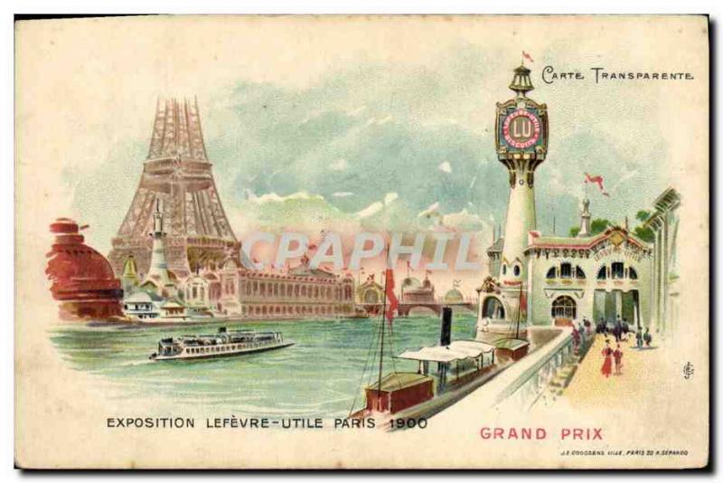 Old Postcard transparent Lefevre Map Exposition Paris 1900 Grand Prix Tour Ei...