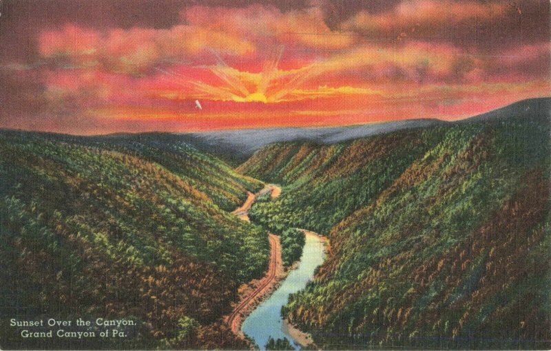 Postcard Sunset Over the Canyon Pennsylvania