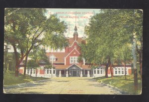 CEDAR RAPIDS IOWA IA. UNION STATION RAILROAD DEPOT VINTAGE POSTCARD 1909