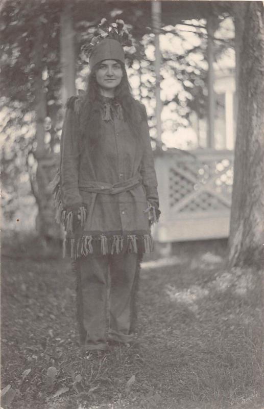 E14/ Native American Indian RPPC Postcard c1910 Girl Costume 7