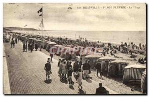 Old Postcard Deauville Beach La Plage Fleurie