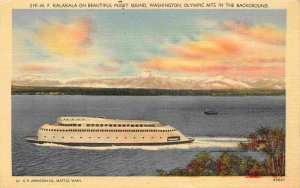 MV Kalakala Streamliner Ferry Ship Puget Sound Washington linen postcard