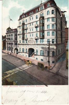 MD   BALTIMORE   THEATRE and HOTEL  postcard