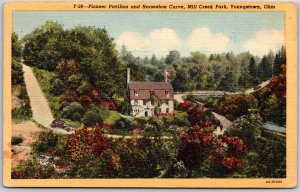Youngstown Ohio OH, 1947 Pioneer Pavilion, Horseshoe Curve, Creek Park, Postcard