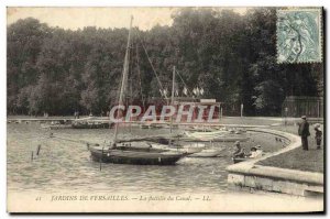 Old Postcard Gardens of Versailles flotilla of canal boat