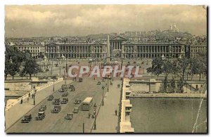 Old Postcard Paris bridge and Place de la Concorde