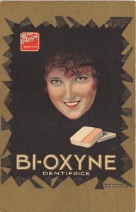 Bi Oxyne Dentifrice Advertising Unused light wear, yellowing on back from age