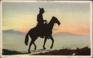 Cowboy on Horse Silhouette Detroit Pub D70953 c1910 Vintage Postcard