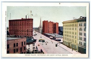 c1905 Brown Place Metropole Savoy Hotels Exterior View Denver Colorado Postcard