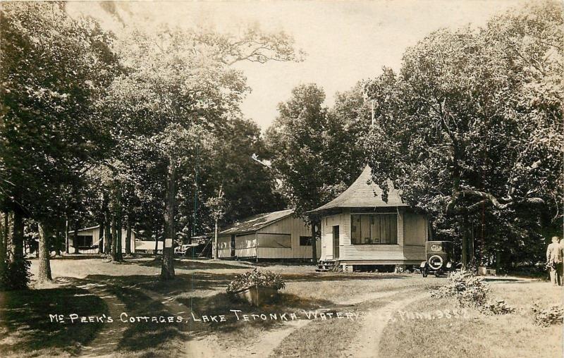 Waterville Minnesota~McPeeks Cottages~Lake Tetonka~1920s Cars~Real Photo~RPPC 