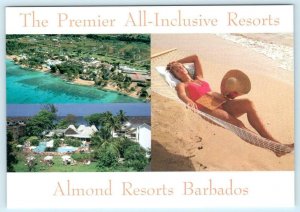 BRIDGETOWN, Barbados ~ Advertising ALMOND BEACH RESORTS 4x6 Postcard