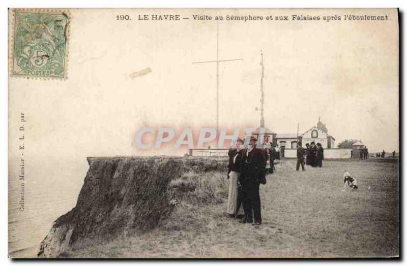 Old Postcard Le Havre Visit to Semaphore and Cliffs after the & # 39eboulement