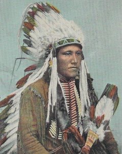 H-045  - A Western Indian Chief UDB Real Color Picture Postcard