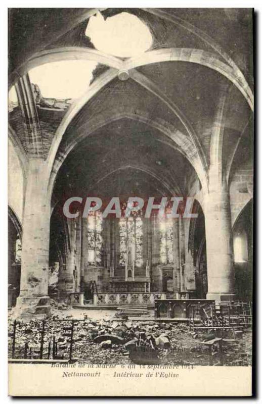 Postcard Old Army Nettancourt Interior of church