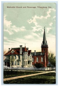 1908 Methodist Church and Parsonage Tillsonburg Ontario Canada Postcard 