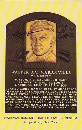 Walter J V Maranville Rabbit Baseball Hall Of Fame & Museum Cooperstown New York