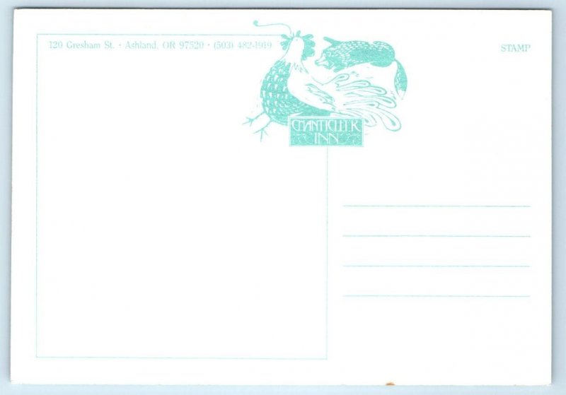 ASHLAND, Oregon OR ~ Advertising CHANTICLEER INN Bed & Breakfast 4x6 Postcard