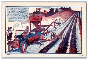 Witt Artist Signed Postcard Ford Tractor Farming Humor c1910's Unposted Antique