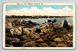 Portland Maine Cape Cottage Scenic Coastal Landscape WB Cancel WOB Postcard