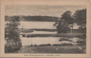 Postcard Lake Wononscopmuc Lakeville CT 1925