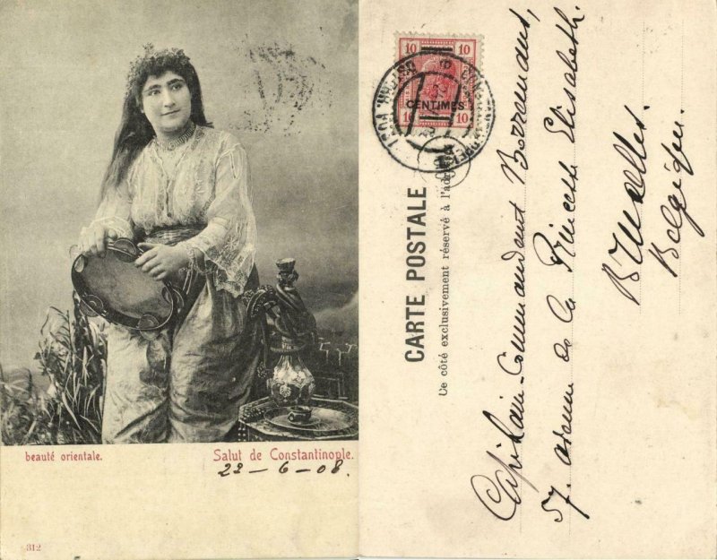 turkey, CONSTANTINOPLE, Beautiful Oriental Girl (1908) Postcard