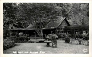 Quilcene WA Log Cabin Inn Ellis 1350 Real Photo Postcard
