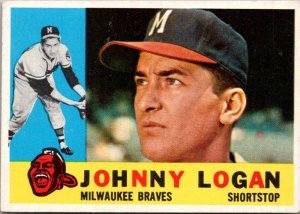 1960 Topps Baseball Card Johnny Logan Milwaukee Braves sk10579