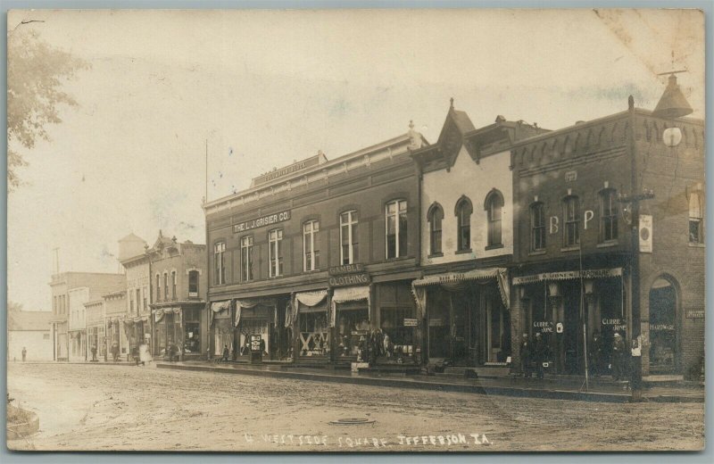 JEFFERSON IA WEST SIDE SQUARE ANTIQUE REAL PHOTO POSTCARD RPPC