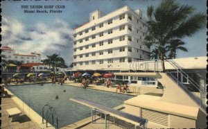 Miami Beach Florida FL Tatem Surf Club Swimming Pool Linen Vintage Postcard