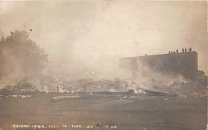 J5/ Bayard Iowa RPPC Postcard c1909 Fire Disaster Building People 64