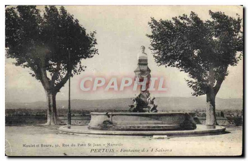 Postcard Old Fountain Pertuis 4 seasons