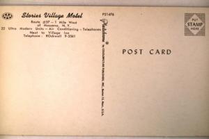 Unused 1950's STORIES VILLAGE MOTEL Massena New York NY postcard y3044