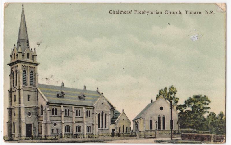 New Zealand; Chalmers Presbyterian Church, Timaru PPC, Kaiapoi CDS 1908 To GB 